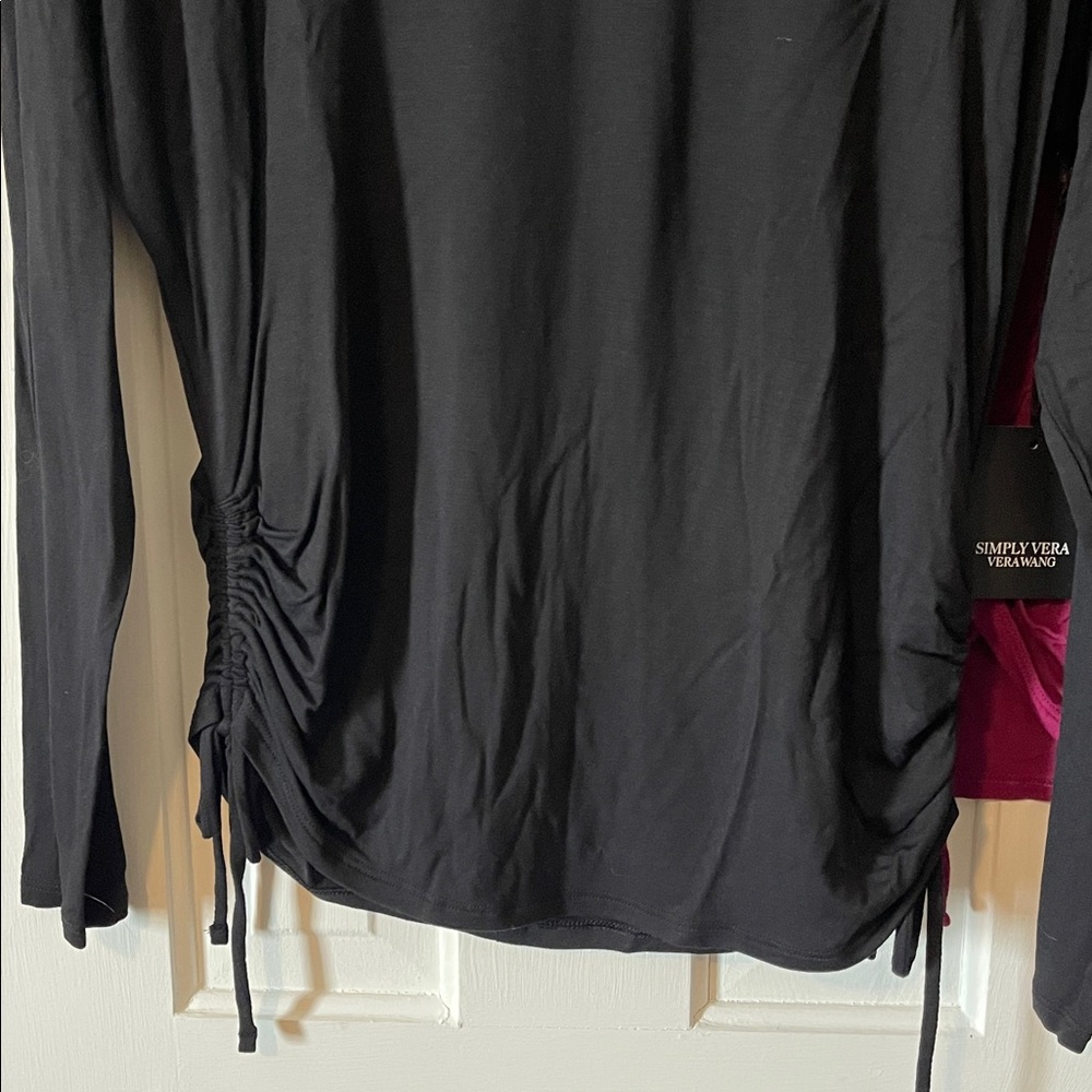 Simply Vera Vera Wang Black and Magenta Long Sleeve Tops - Picture 3 of 6